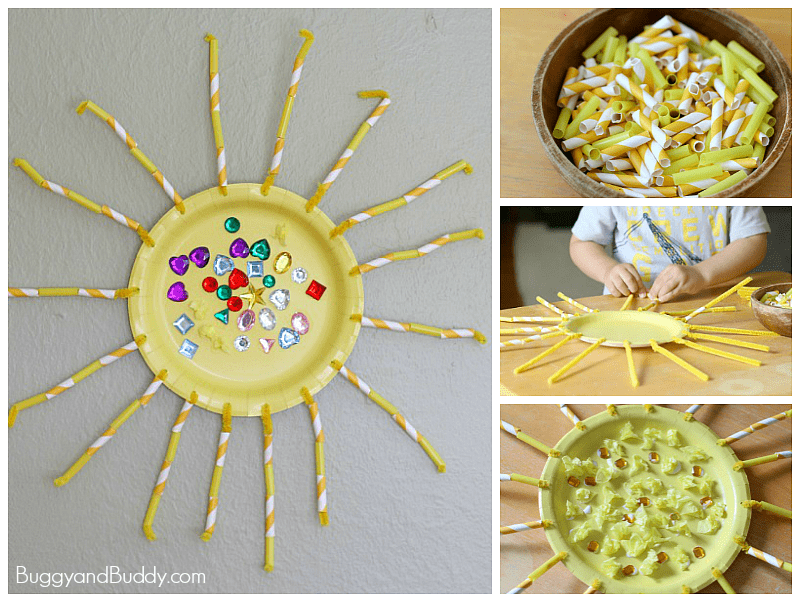 This paper plate sun craft is so easy to make and is a perfect addition to any weather unit and also makes a great summer craft. Not only is it super fun to create, but it also allows for all kinds of fine motor and math skills practice too!