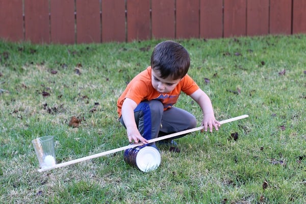 science for kids: make a homemade lever to launch ping pong balls