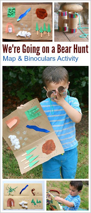 Retelling Activity for Kids: We're Going on a Bear Hunt- Make a map and binoculars and go on an adventure while retelling a popular children's book! ~ BuggyandBuddy.com