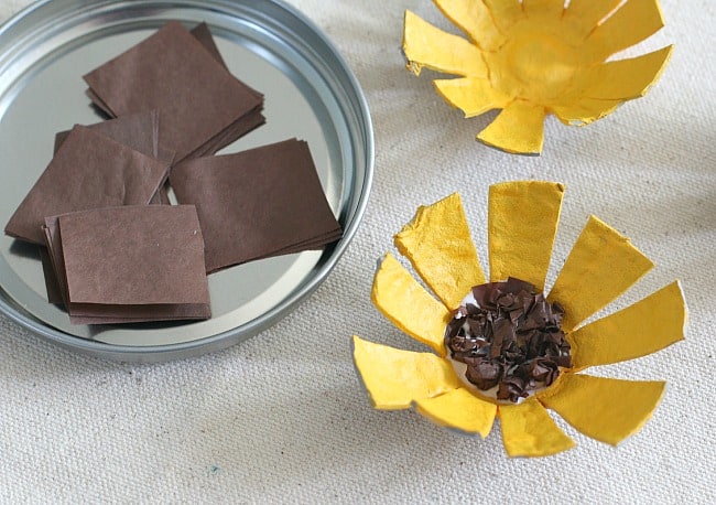 use tissue paper to make the center of your flower