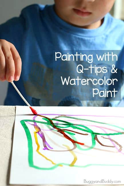 Process Art for Kids: Painting with Q-tips and Watercolor Paint ~ BuggyandBuddy.com