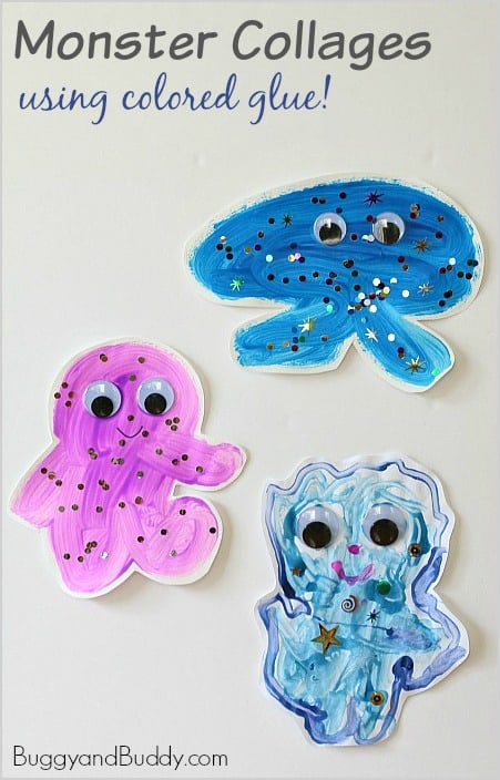 Process Art for Kids: Friendly Monster Collages Using Colored Glue