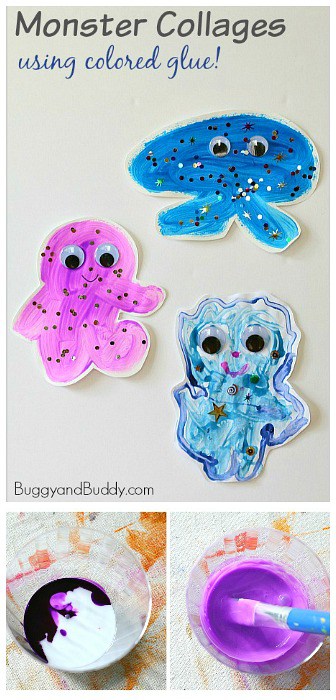 Process Art for Kids: Friendly Monster Collages Using Colored Glue