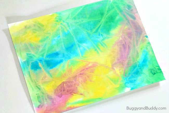 Process Art For Kids Using Plastic Wrap And Watercolor Paint - Buggy And Buddy