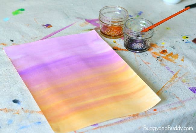make a watercolor background for your halloween art for kids