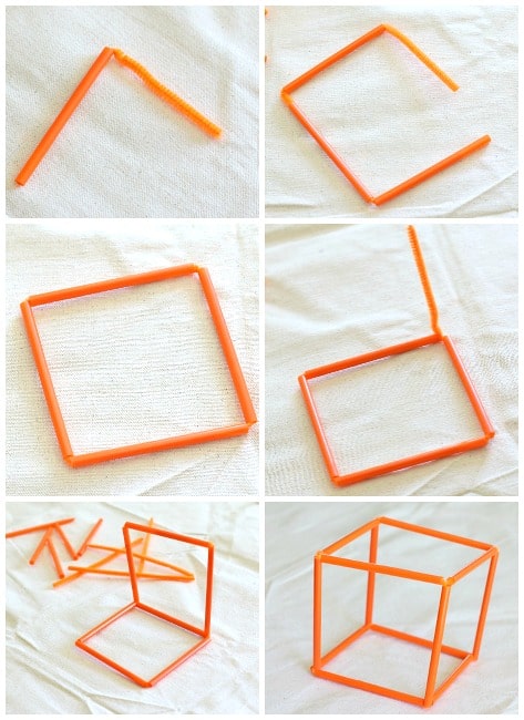 how to make 3-d shapes with straws and pipe cleaners