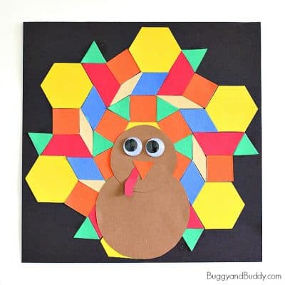 Pattern Block Turkey Craft for Kids