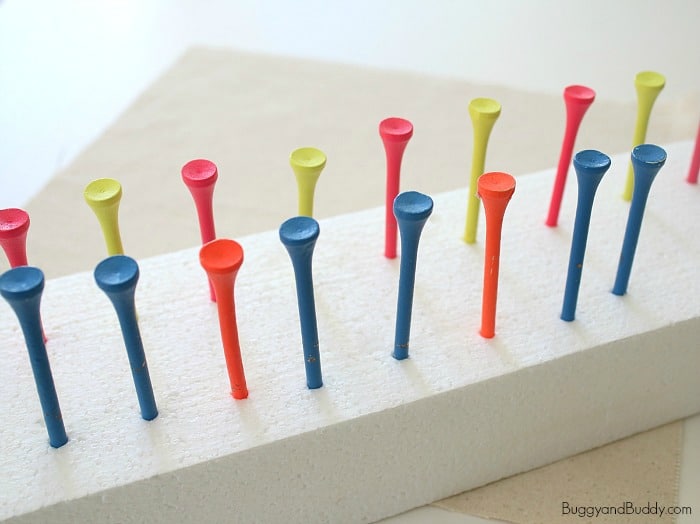 making math patterns with golf tees