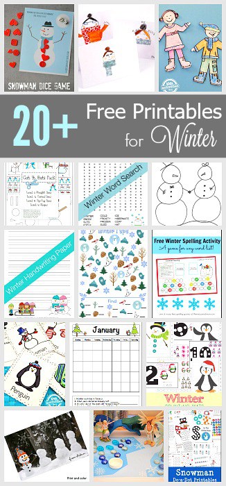 20+ Free Winter Printables: Free winter games, free winter learning activities, and more! 