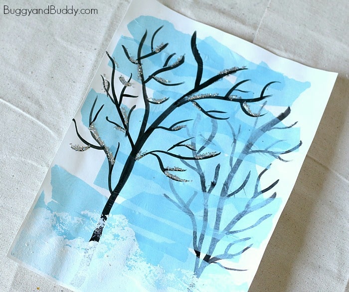 Silhouette Winter Tree Art Project For Kids Buggy And Buddy