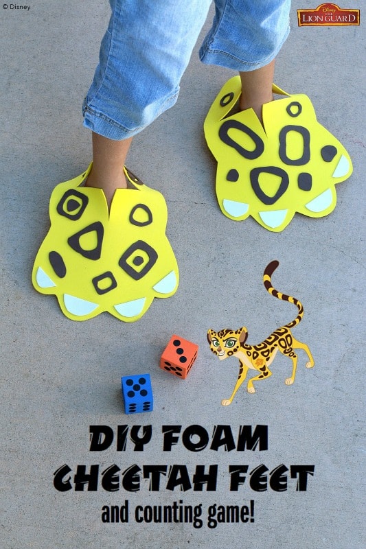 DIY Foam Cheetah Feet Craft for Kids with Counting Game- Inspired by Disney Junior's The Lion Guard