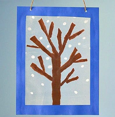 Winter Tree Suncatcher Craft Using Tear Art