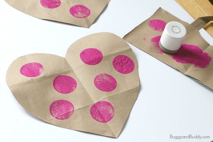 stamp shapes onto your hearts using a sponge