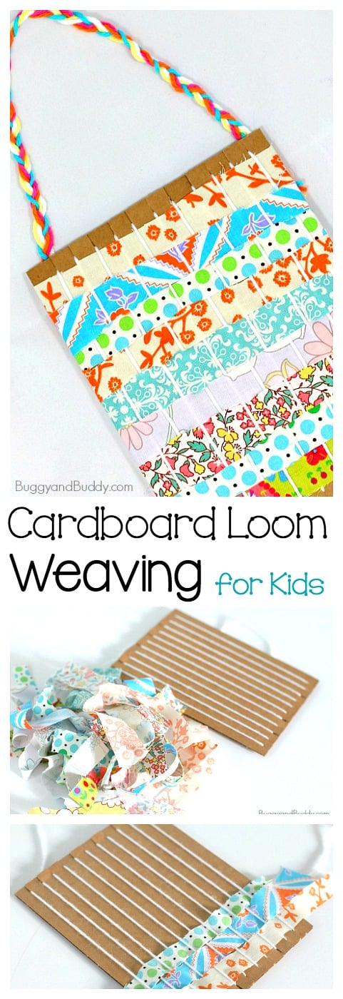weaving on a cardboard loom