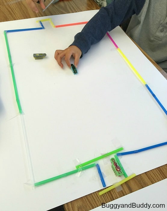STEM Challenge for Kids: Create mazes and obstacles for Hexbugs using straws