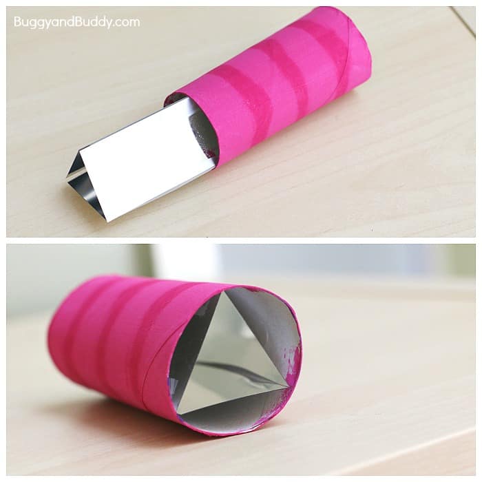 place the taped mylar sheets into your cardboard tube