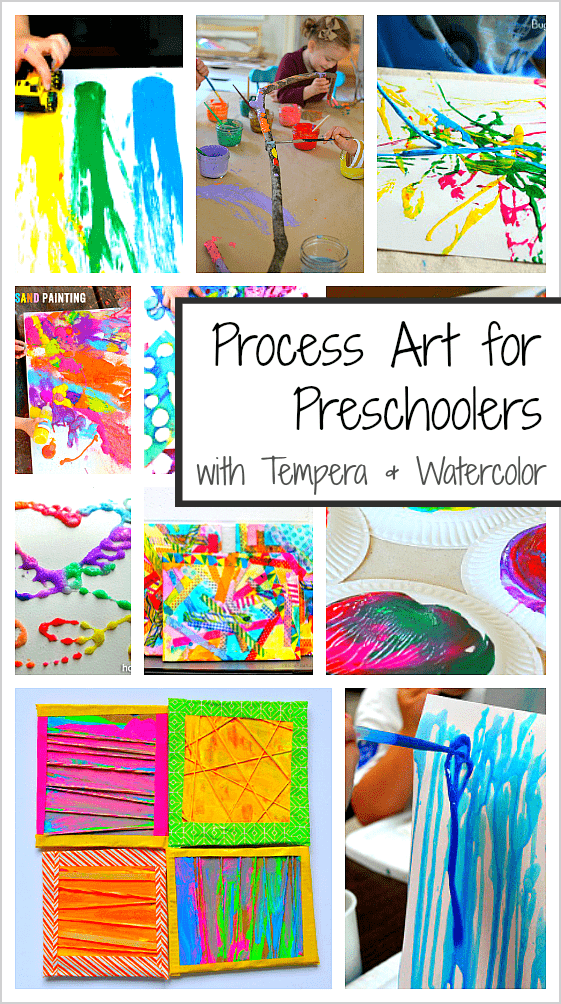 20+ Process Art Activities for Preschoolers using tempera and watercolor paints! 
