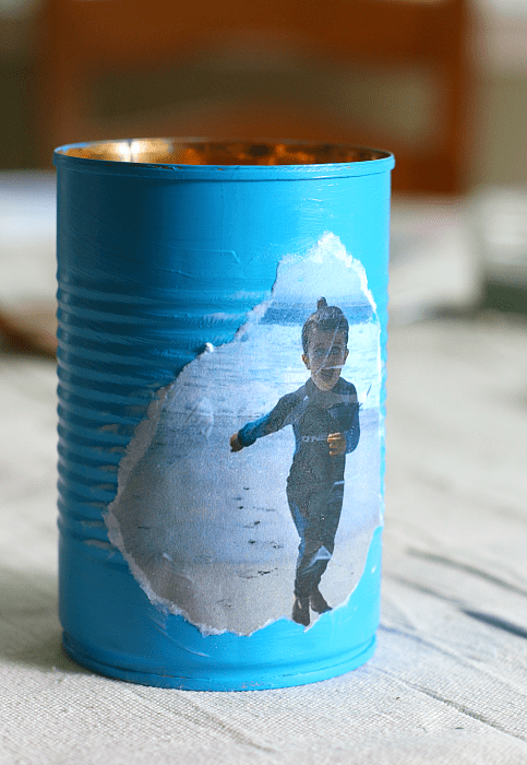 personalized tin can pencil holder craft for kids- perfect homemade gift for mother's day or father's day