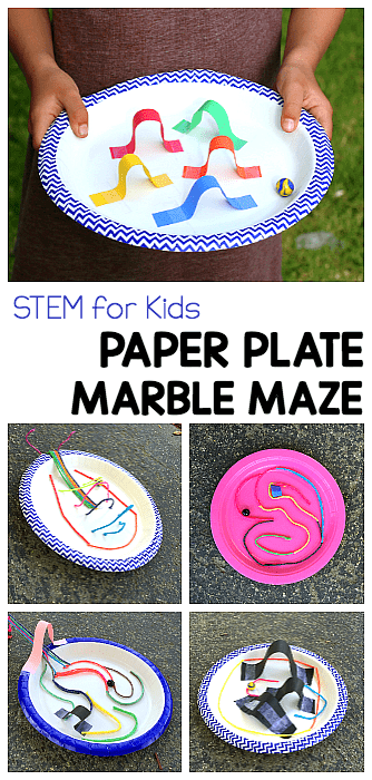 STEM CHALLENGE FOR KIDS: Design a paper plate marble maze