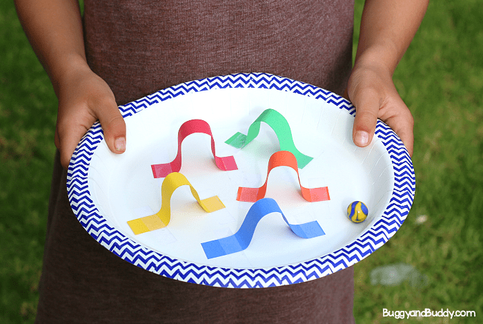 STEM Challenge for Kids: Create a paper plate marble maze