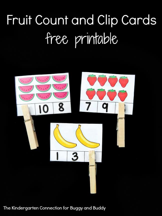 fruit themed count and clip cards for counting practice