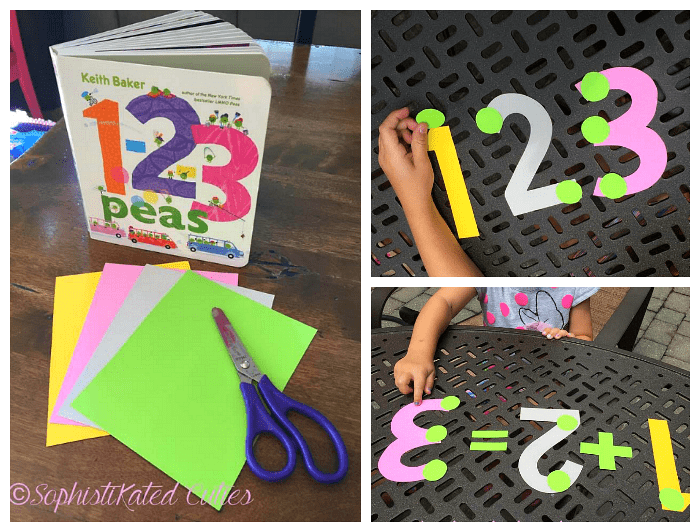 Hands-On Math for Kids: Counting Activity inspired by the children's book, 1-2-3 Peas! Practice one-to-one correspondence, counting, addition, and subtraction! ~ SophistiKated Cuties for BuggyandBuddy.com
