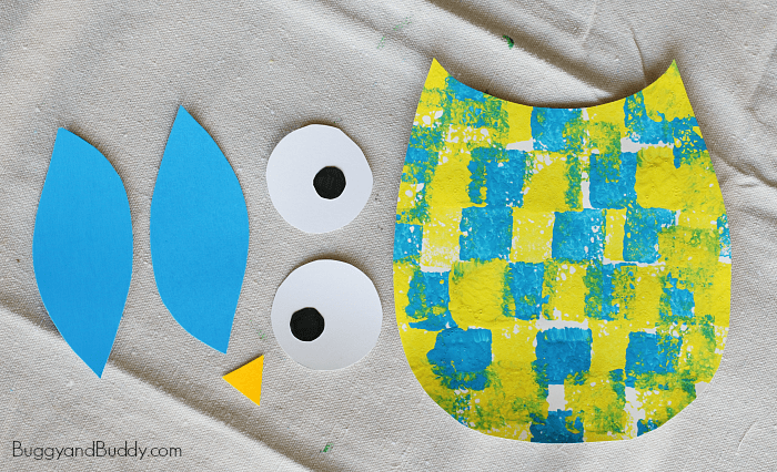 Sponge Painted Owl Craft for Kids with free owl template printable