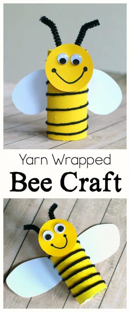 Cardboard Tube Bee Craft for Kids Using Yarn - Buggy and Buddy