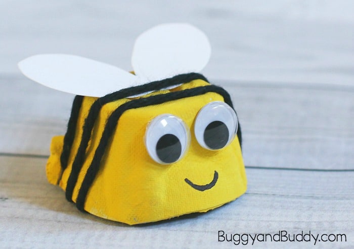 bee craft for kids using egg carton
