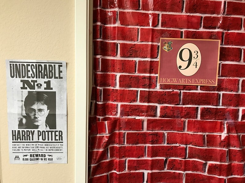harry potter wall decoration and poster for a birthday party