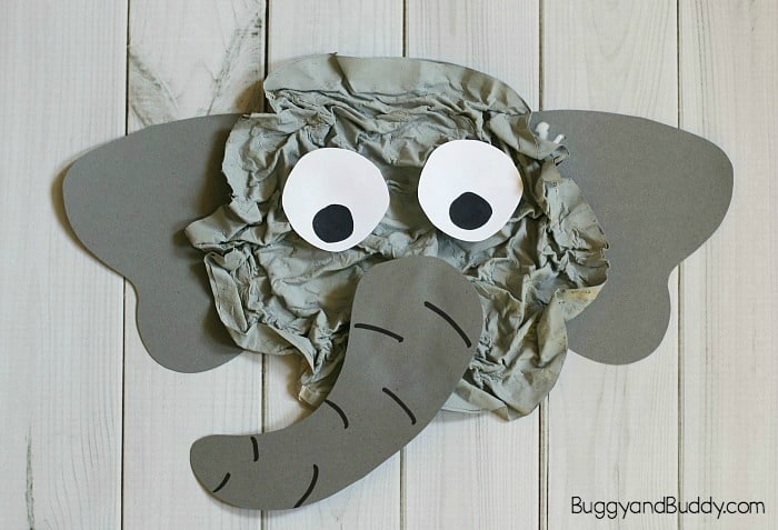 cool elephant craft for kids using newspaper