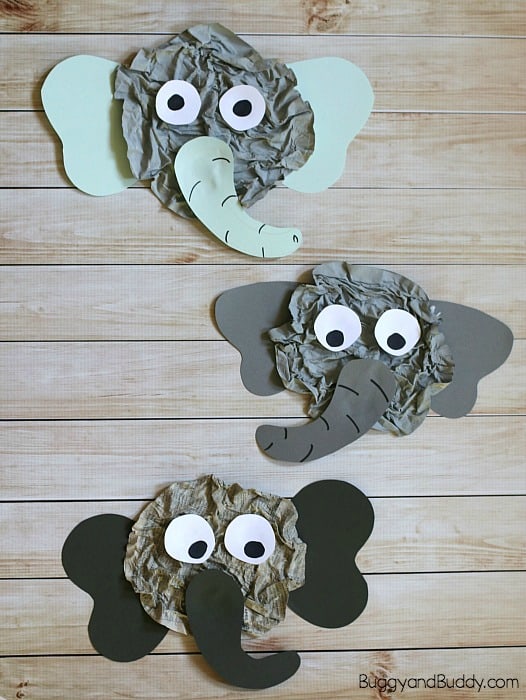 Elephant Craft for Kids Using Crumpled Newspaper - Buggy and Buddy