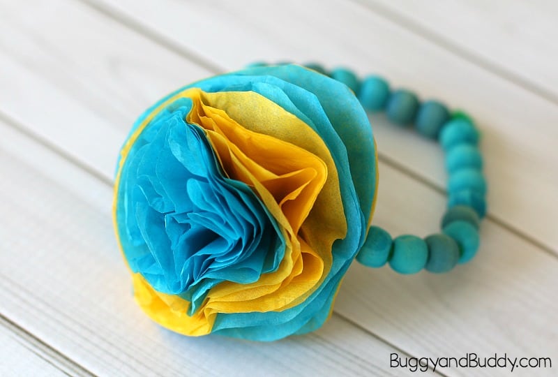 Tissue Flower Bracelet Craft for Kids