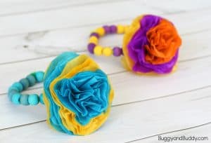 Tissue Flower Bracelet Craft for Kids