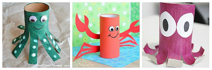 cardboard tube ocean crafts for kids