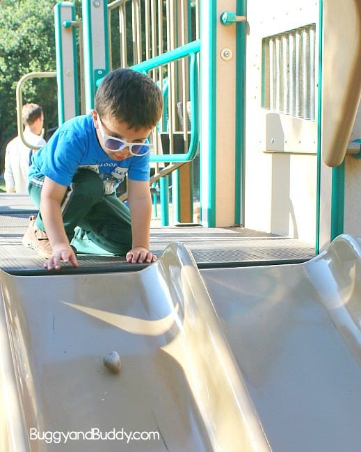 playground science for kids: exploring ramps and friction using a slide
