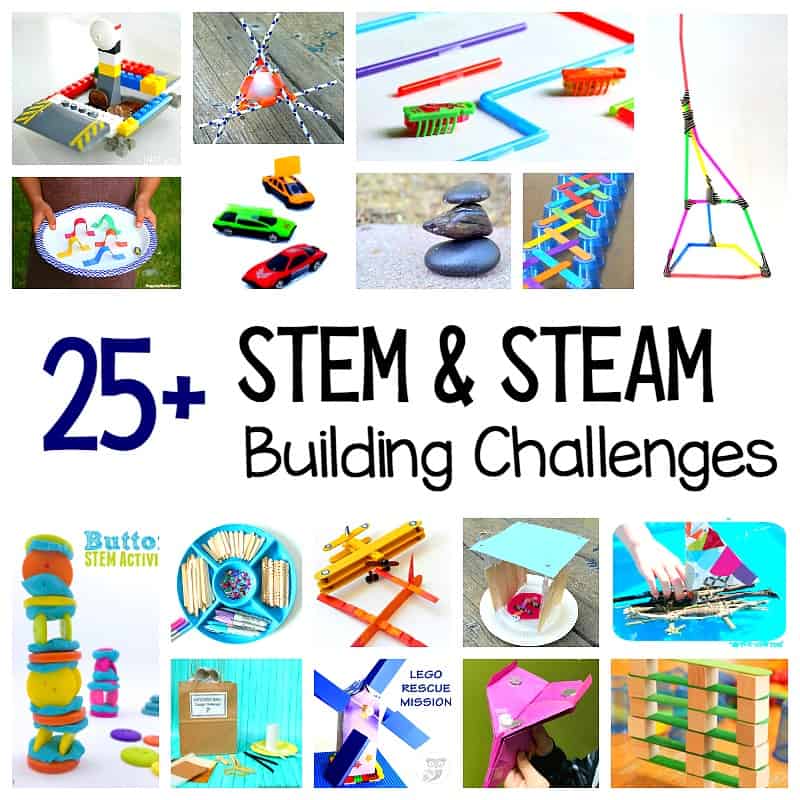 25+ STEM Challenges for Kids based on design, engineering, and building. STEAM and science activities that are child-centered including projects with natural materials, printable challenge cards, Lego and more! 