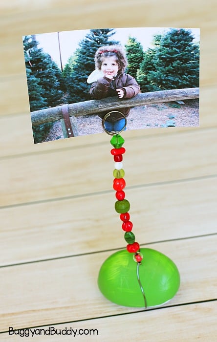 Painted Rock Photo Holder Craft for Kids perfect homemade christmas gift