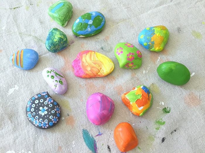 painting rocks with kids