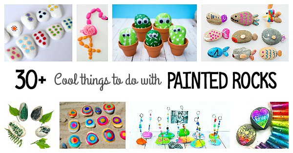 Over 30+ cool ways to use painted rocks- lots of fun rock crafts for kids including rock photo holders, rock animals, pet rocks and more! 