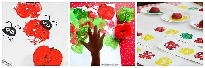 fall art and crafts for kids using apple prints