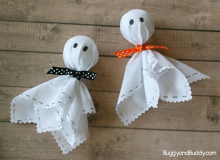 Easy Halloween Craft for Kids: Fabric Ghosts