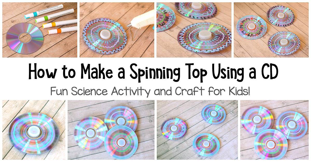 How to Make a Spinning Top with a CD: Fun science project, STEM activity and craft for kids!
