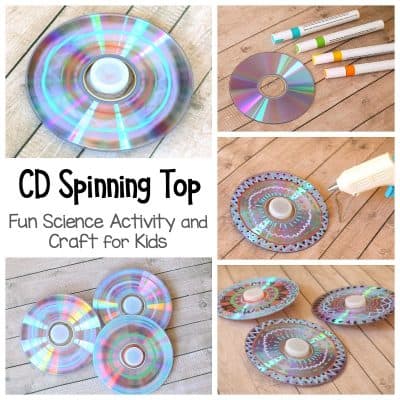 CD Spinning Top Craft and Science Project for Kids
