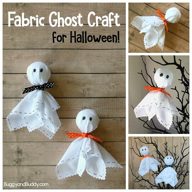 Easy Halloween Craft for Kids: Fabric Ghosts