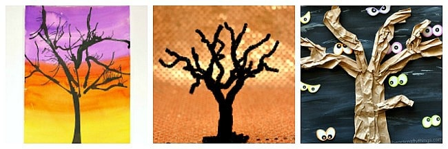 spooky tree art and crafts for kids for halloween