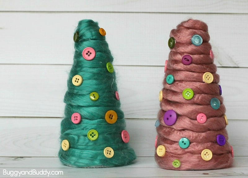 DIY Yarn Wrapped Cone Christmas Tree Craft