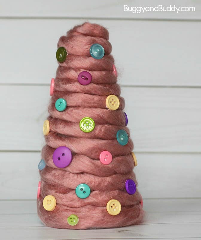 DIY Yarn Wrapped Cone Christmas Tree Craft