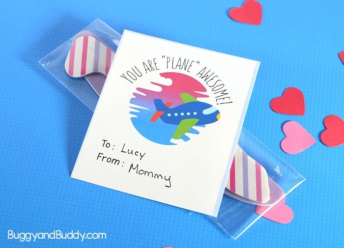 free printable airplane valentines with glider favor