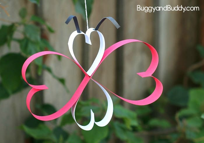 paper butterfly craft for kids using hearts